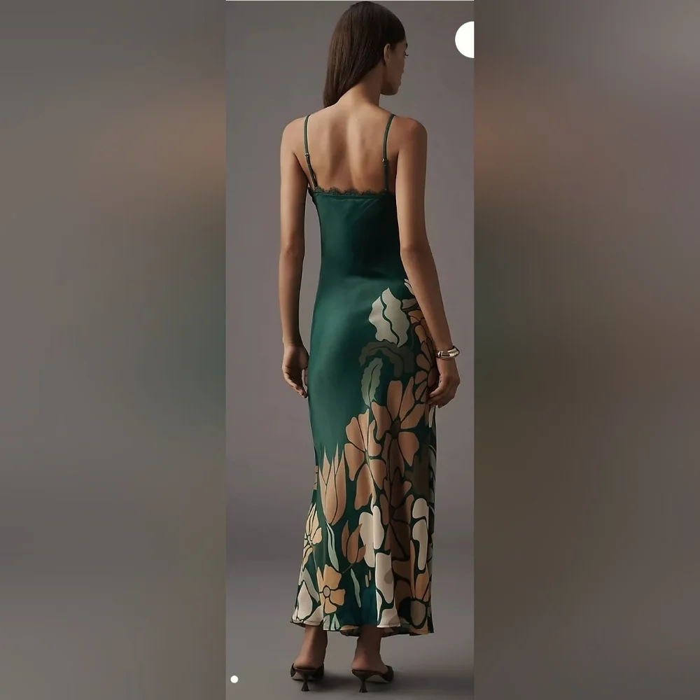 Anthropolgy Green Slip Dress, Size S (NWOT) - Picture 3 of 5